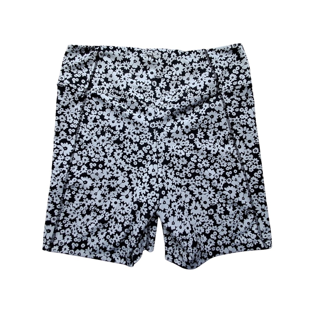 PINK Victoria's Secret Active Floral Daisy Biker Shorts Size Large Pockets - Picture 2 of 8